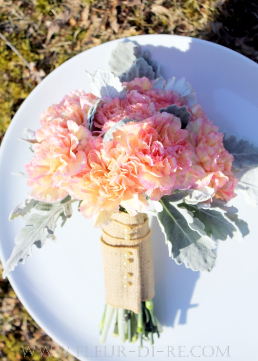 Carnation and Dusty Miller Bouquet